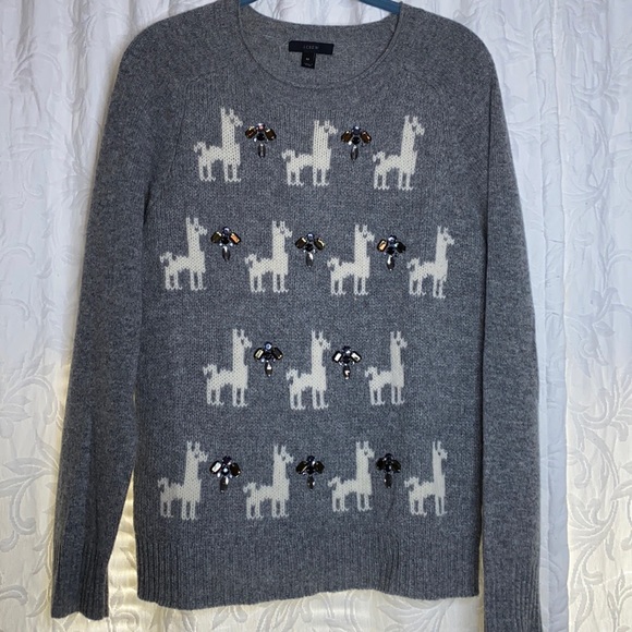 J. Crew Sweaters - J. Crew 100% Wool Jeweled Llama Sweater